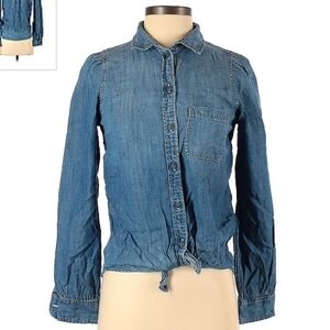 American Eagle AEO Boyfriend Fit Chambray Button Up Shirt Women's XS Soft EUC